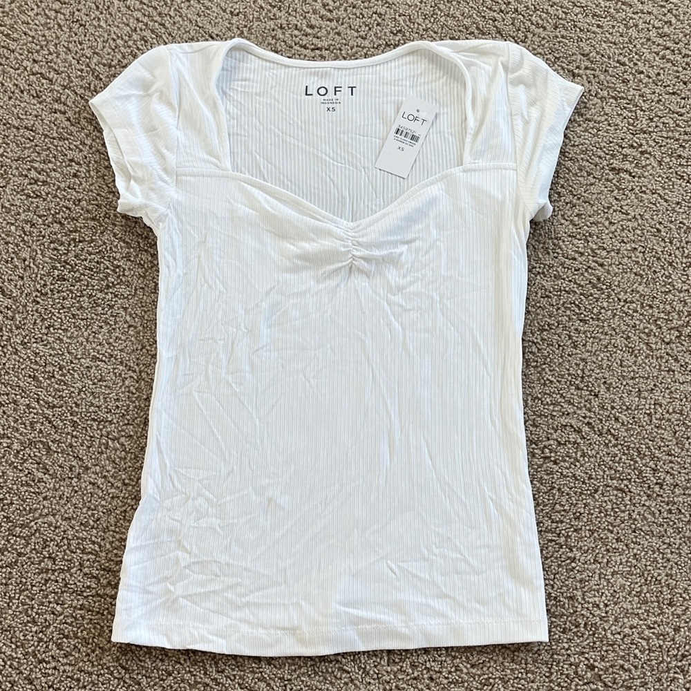 NWT LOFT White Short Sleeve Top
